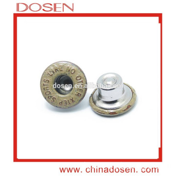 Customized high quality brass metal covered logo domed jeans button for women clothing .